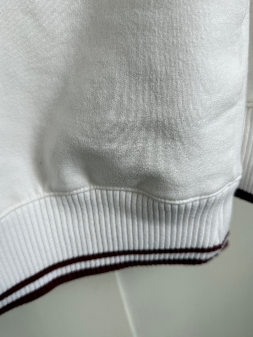 Athleta White V-Neck Sweater with Maroon Trim - Picture 8 of 10